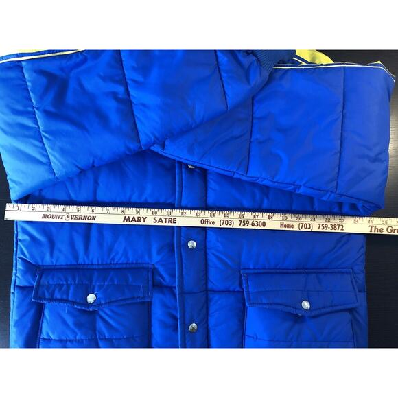 Vintage 1970’s Puffer Jacket Swingster Michelin Arctic Blue w/Yellow Mens Large - Picture 11 of 12